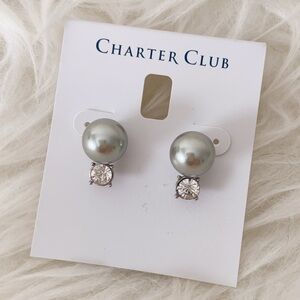 Charter Club Silver-Tone Crystal & Color Imitation Pearl Stud Earrings